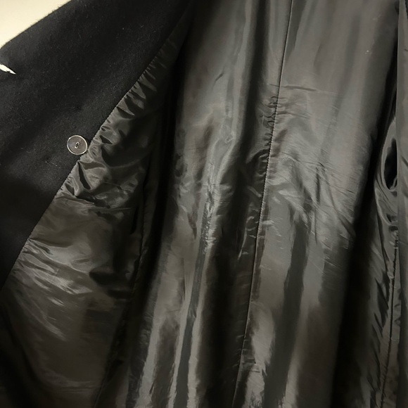 Vintage Sequence Black Wool Blend Long Trench Coat - Picture 5 of 9